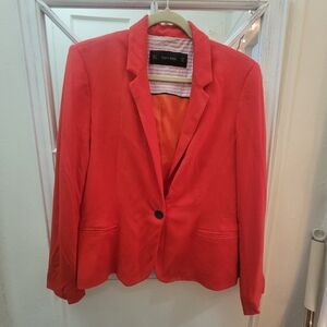 Zara Vibrant Red Women's Blazer L Professional Career Work